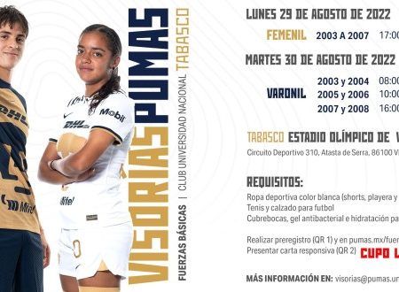 Pumas Tabasco anuncia visoreos en Villahermosa