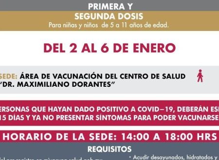 Exhorta Salud a padres de familia llevar a vacunar 26 mil infantes de Centro