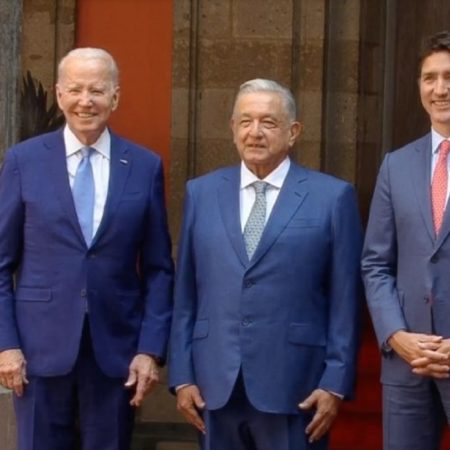 Recibe AMLO a Trudeau y Biden en Palacio Nacional